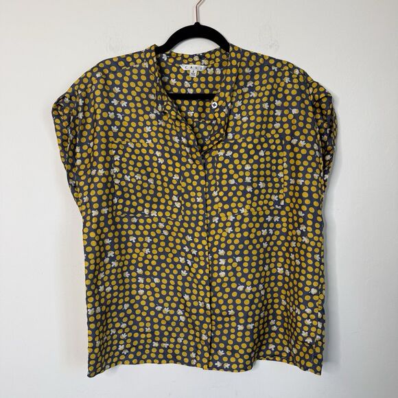 CAbi Tops - Cabi 100% Silk Blouse #183 Small Clover Polka Dots Oversized Boxy Button Up Top